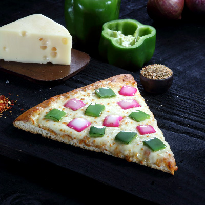 Onion & peppers pizza wedge